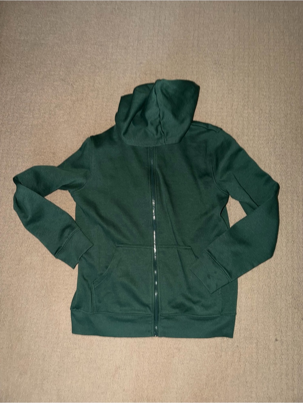 Dark Green Zip-Up Hoodie Jacket